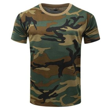 Custom 100% Cotton Breathable Camouflage T Shirt –Woodland Camo
