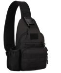 Tactical Chest Sling Bag Water Resistant Shoulder Backpack One Strap Daypack with Water Bottle Holder – Black