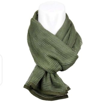 Tactical Scarf Camouflage Mesh Neck Scarf KeffIyeh Face Scarf Veil Shemagh Head Wrap for Outdoor Camping- Green
