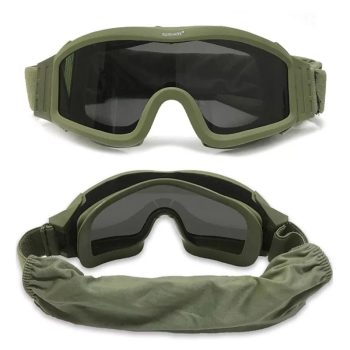 3 Lens Tactical Goggles Windproof Dustproof Motocross Motorcycle Mountaineering Glasses CS Safe Protection