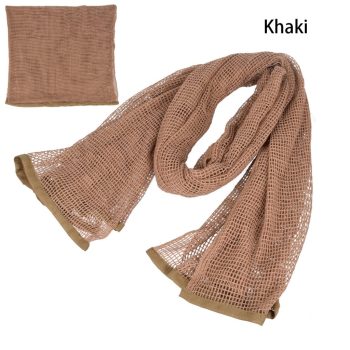 Tactical Scarf Camouflage Mesh Neck Scarf KeffIyeh Face Scarf Veil Shemagh Head Wrap for Outdoor Camping – Brown