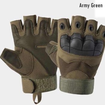 Outdoor Half Finger, Hard Knuckle Sport Gloves – Green