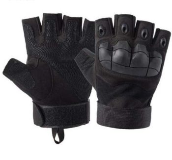 Outdoor Half Finger, Hard Knuckle Sport Gloves – Black