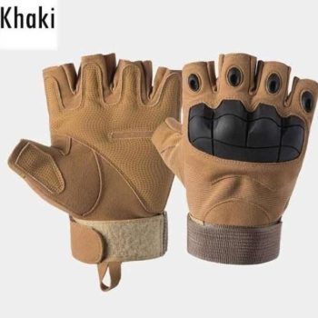 Outdoor Half Finger, Hard Knuckle Sport Gloves – Brown