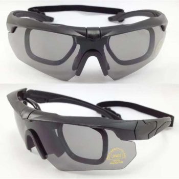 Polarized Cycling TR90 Googles 3 Lens Ballistic Sport Men Sunglasses – Black
